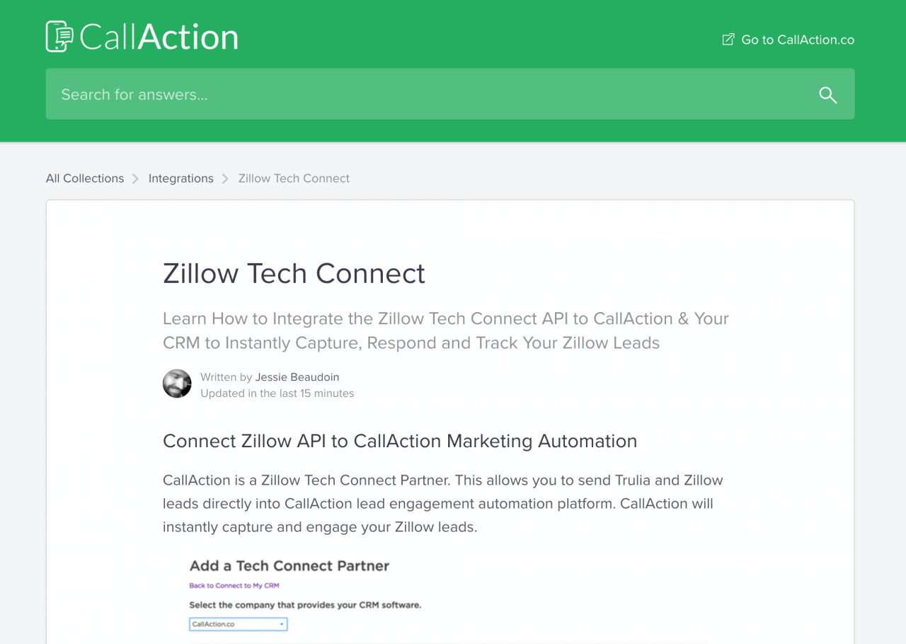 Zillow Tech Connect API CallAction Blog