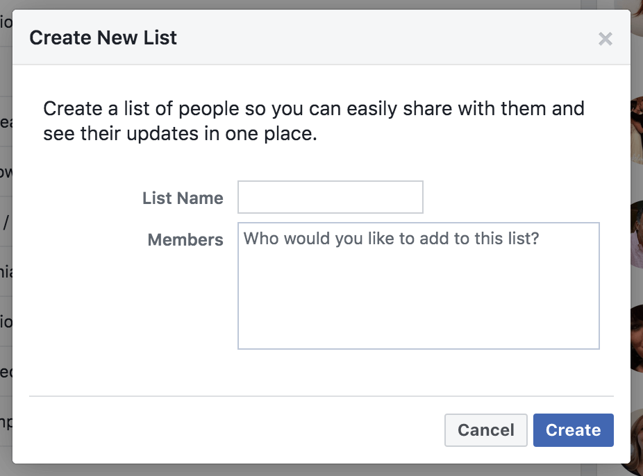 Create Facebook Friend List